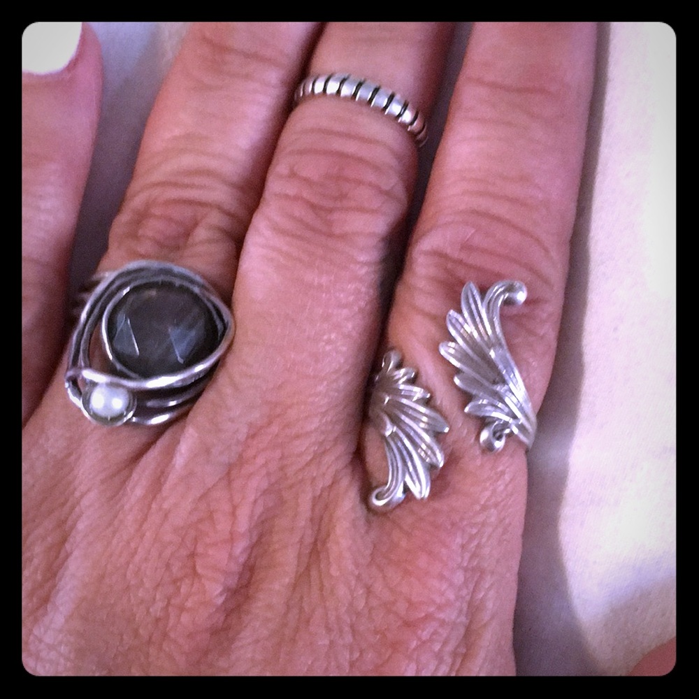 Adjustable sterling silver 925 leaf ring antique